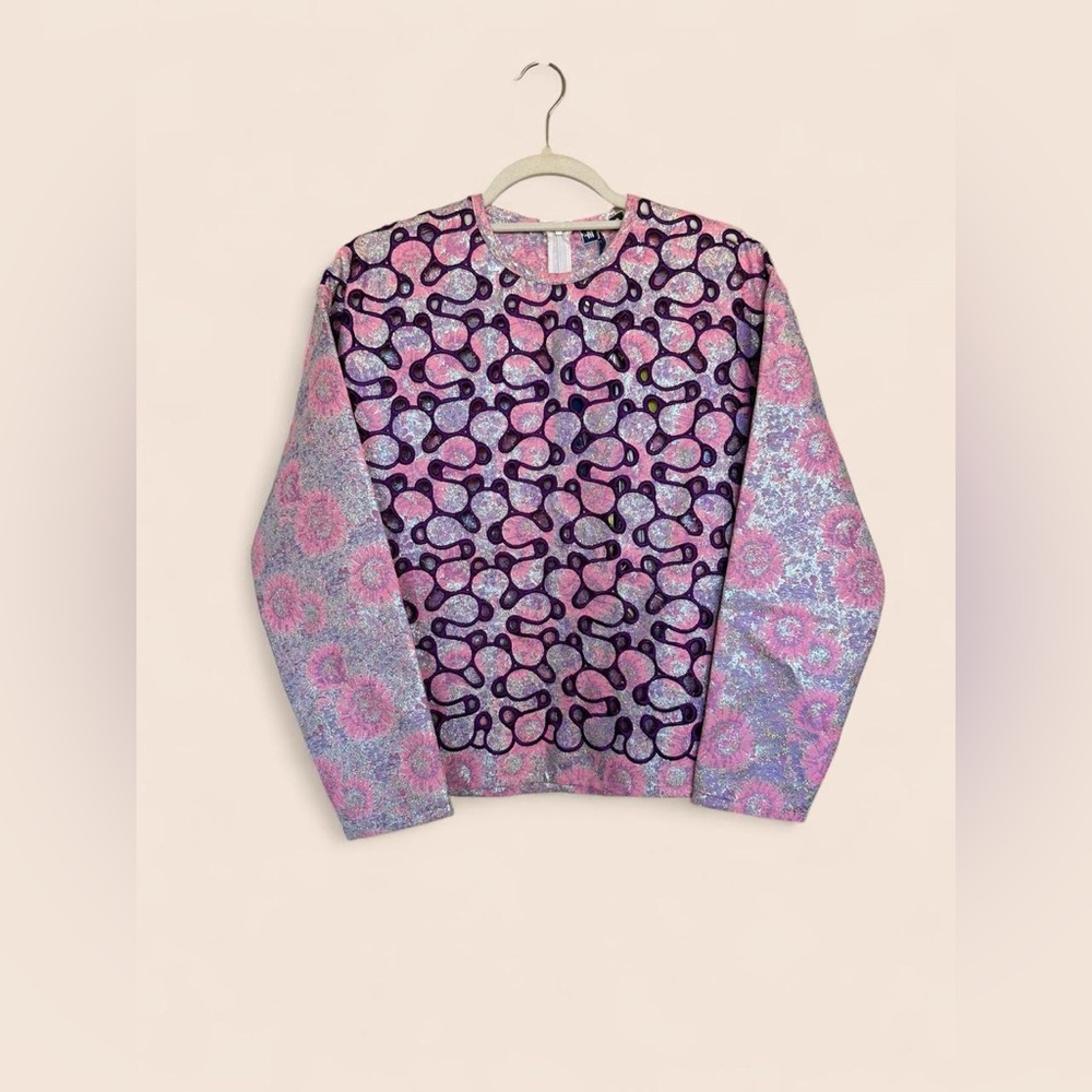 MSGM Metallic Abstract Cut Out Top Size S IT 38 NWT Runway Statement